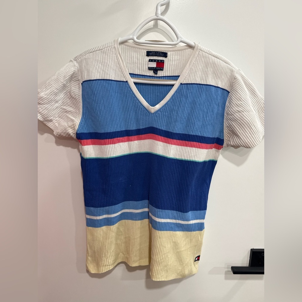 Vintage Tommy Hilfiger Women’s Top Short Sleeve Large - Picture 1 of 7